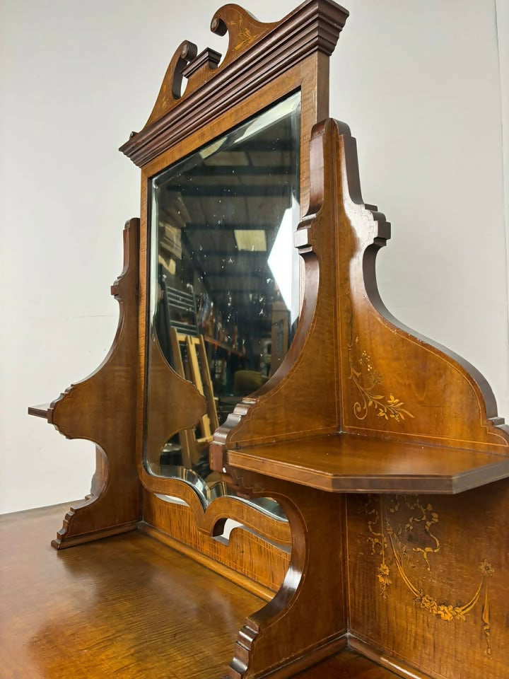 Edwardian Satinwood Inlaid Dressing Table With Swivel Mirror