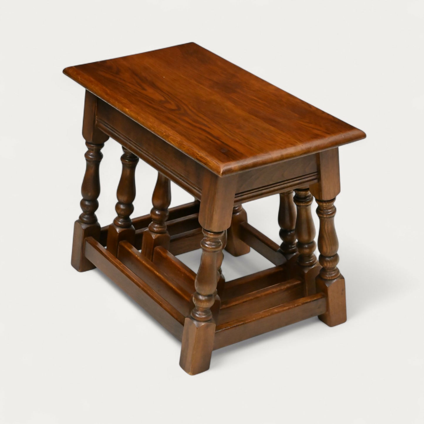 Old Charm Oak Nest of 3 Tables Model 1494 Tudor Brown Finish Free UK Delivery. SBR10606/1906E