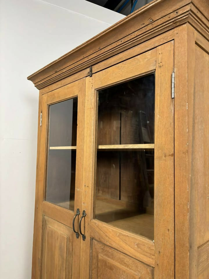 Vintage Indian Reclaimed Solid Wood Glazed Cupboard