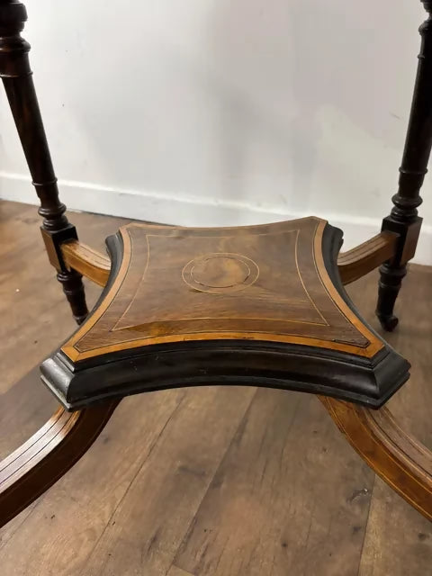 Edwardian Inlaid Walnut Occasional Window Table on Castors