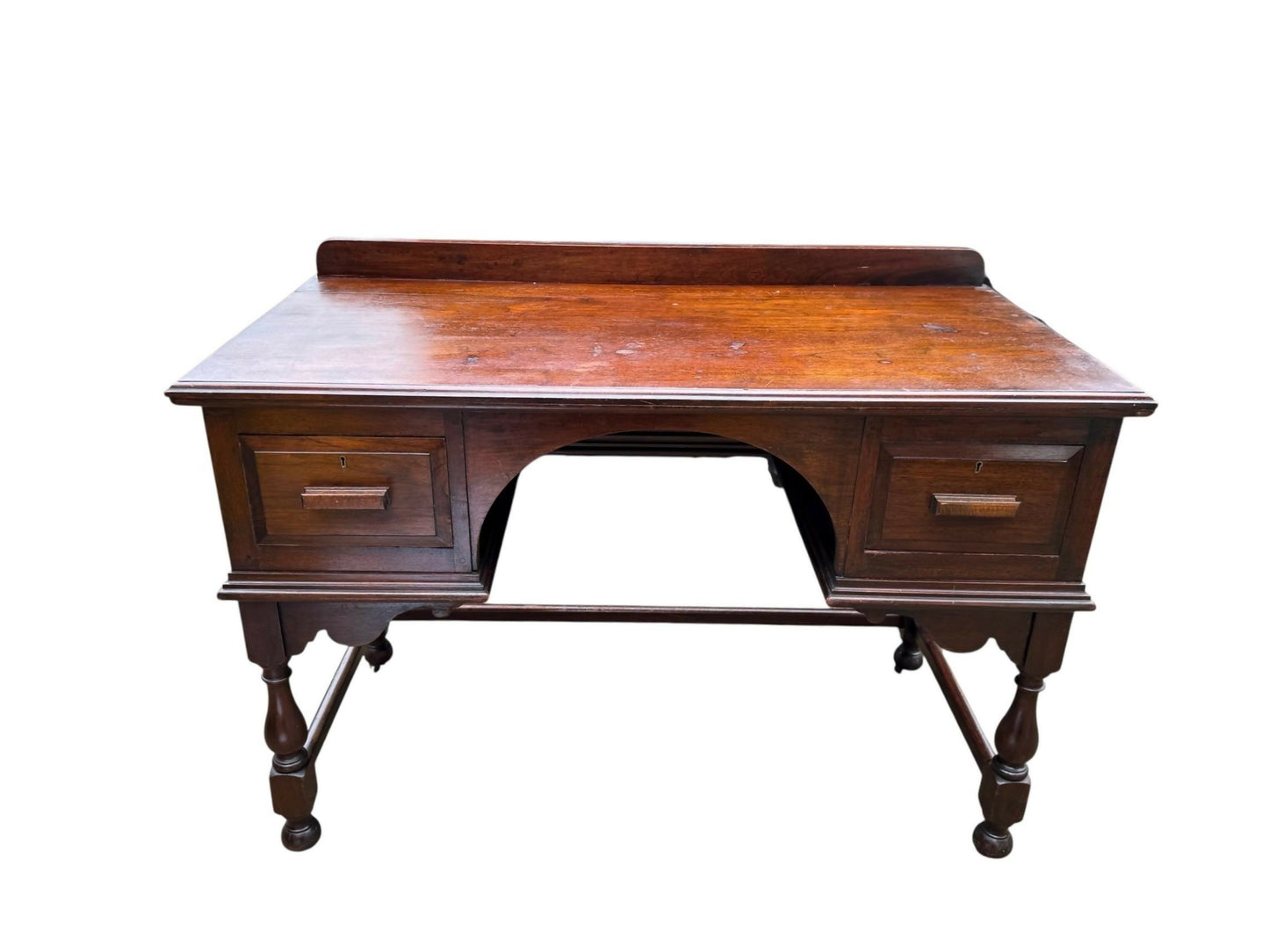 Antique Mahogany 19th C stretcher table desk