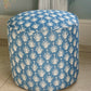 Circular Drum Stool / Ottoman. Newly Reupholstered in a Great Quality Belgium Linen