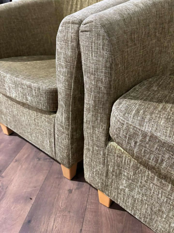 Pair of Chenille Lime Green Tub Chairs