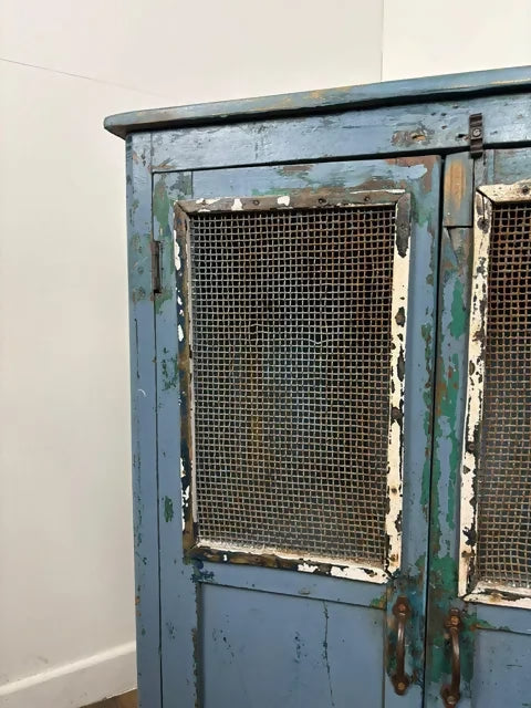 Reclaimed Indian Blue Distressed Cupboard