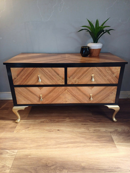 Upcycled Black and Gold Chest of Drawers
