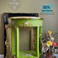 Upcycled Lime Green Console / Side Table with Raised Stencil & Gold Leaf Accents
