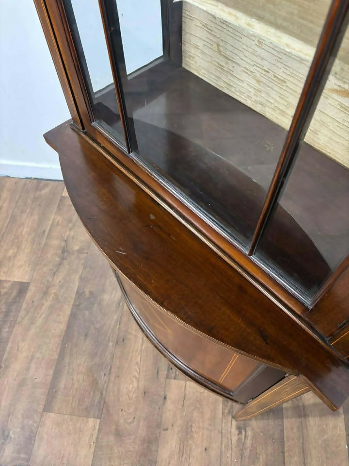 Edwardian Inlaid Mahogany Narrow Display Cabinet