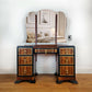 Restored 1940s Art Deco Burr Walnut Dressing Table - Black and Gold