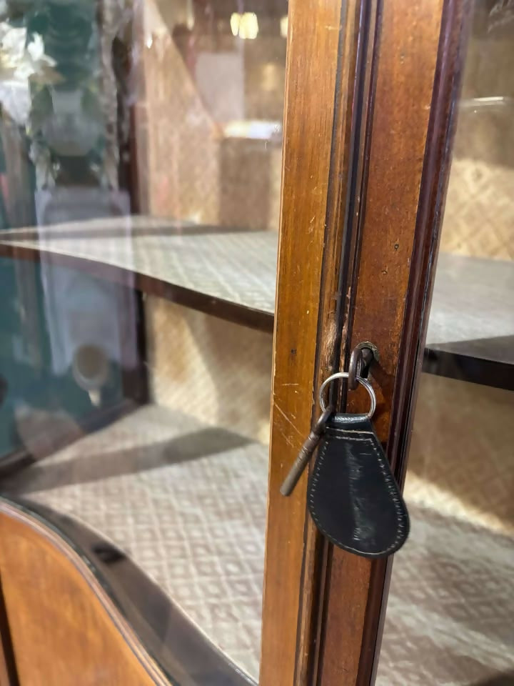 Edwardian Mahogany Serpentine Fronted Display Cabinetz