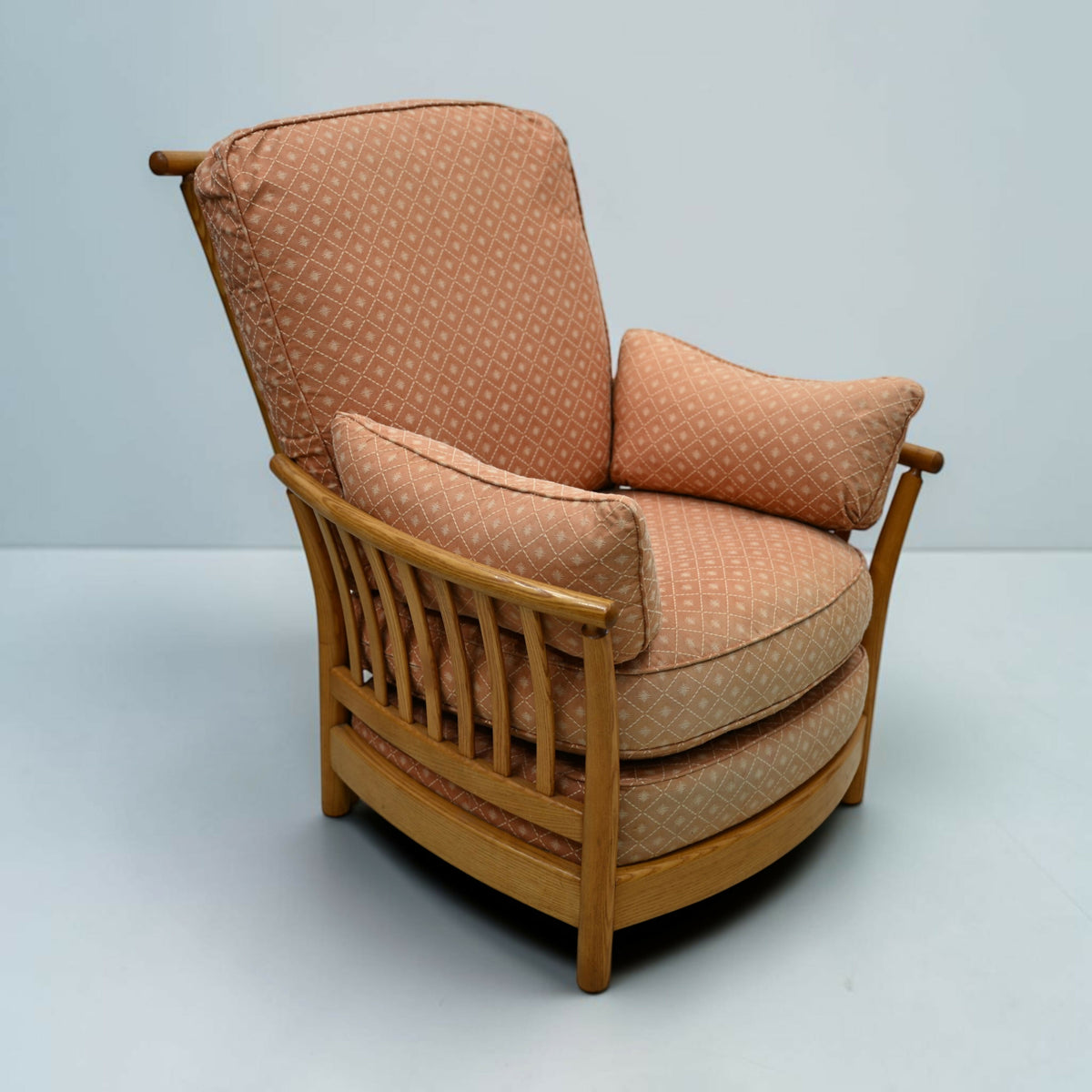Ercol Piccola Easy Chair Light Orange Upholstery Light Finish FREE UK Delivery*