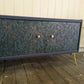 G Plan Midcentury Sideboard TV Unit Cocktail Cabinet. Upcycled Painted Blue,Teal Gold Living Room Furniture