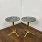 Pair of Circular Gilt Based Tripod Wine Tables with Faux Marble Tops