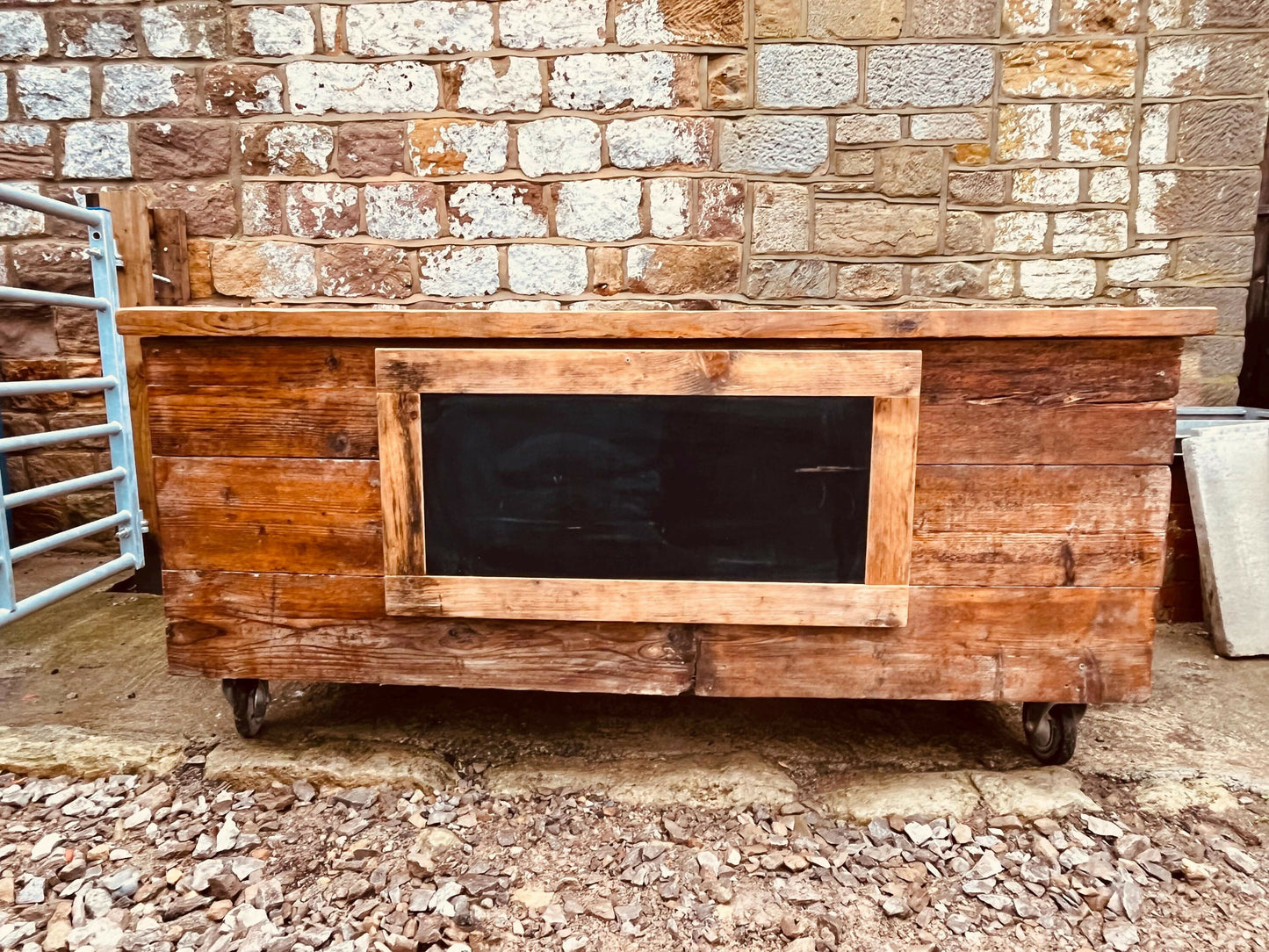Rustic Reclaimed Wood Kitchen Island – Handmade Mobile Prep Table with Storage
