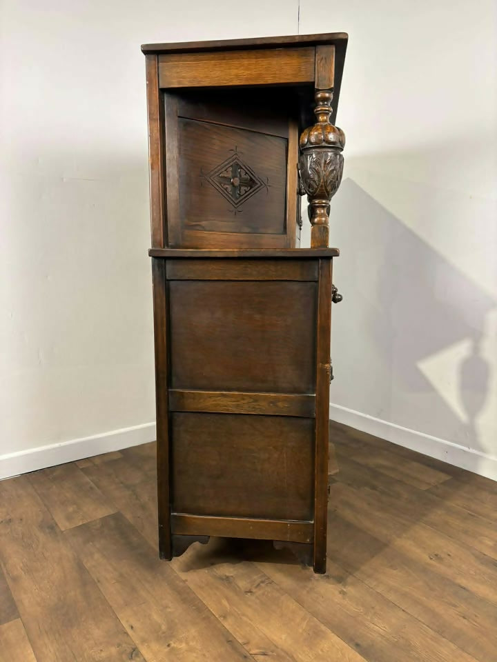 Vintage Old Charm Style Oak Court Cupboard
