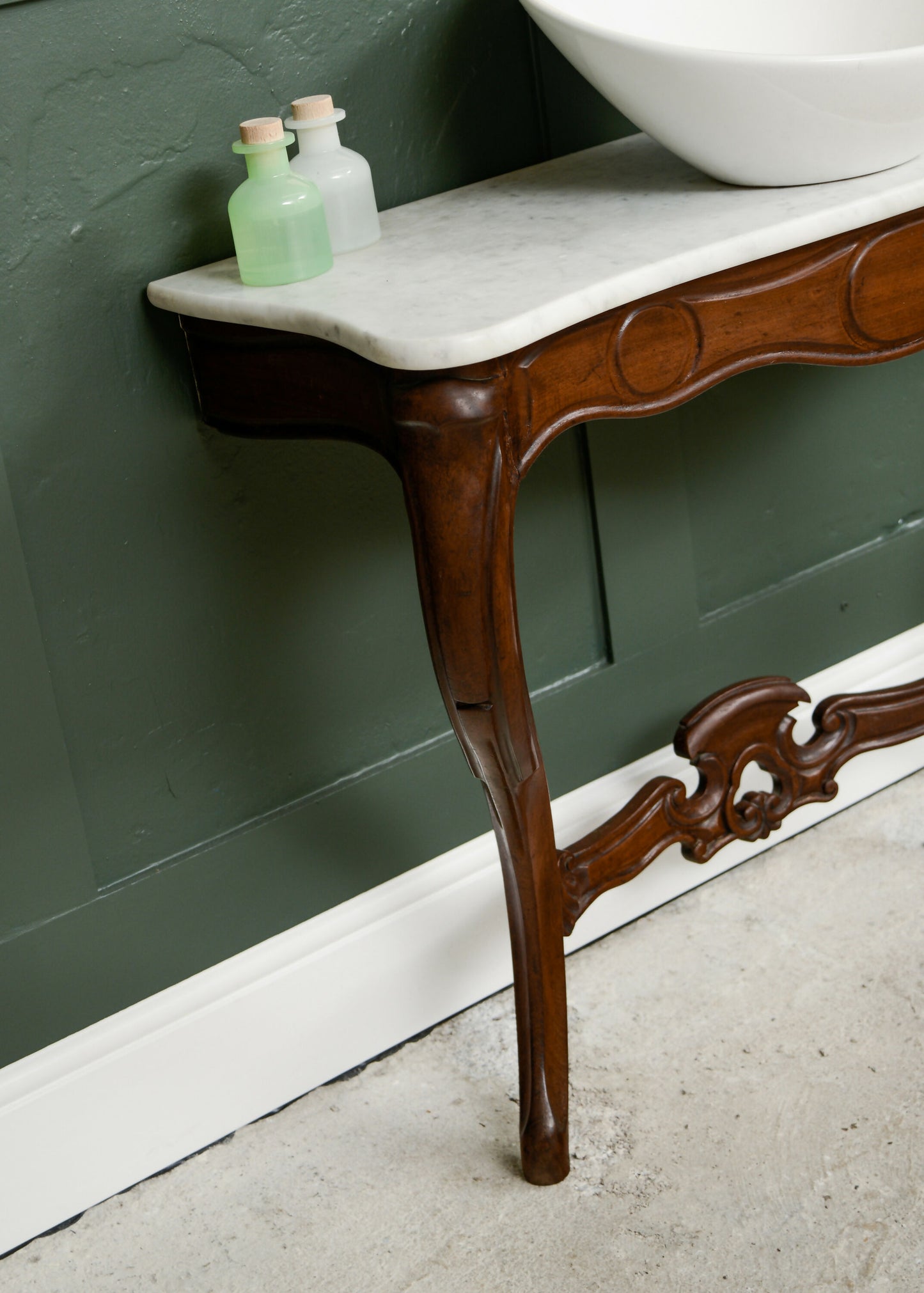 Antique Mahogany Marble Bathroom Vanity Unit with Sink - SKU 197
