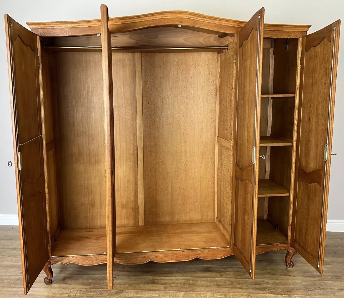 Wardrobe Vintage French Louis XVI Style Oak Four Door Carved Armoire LOT 4979