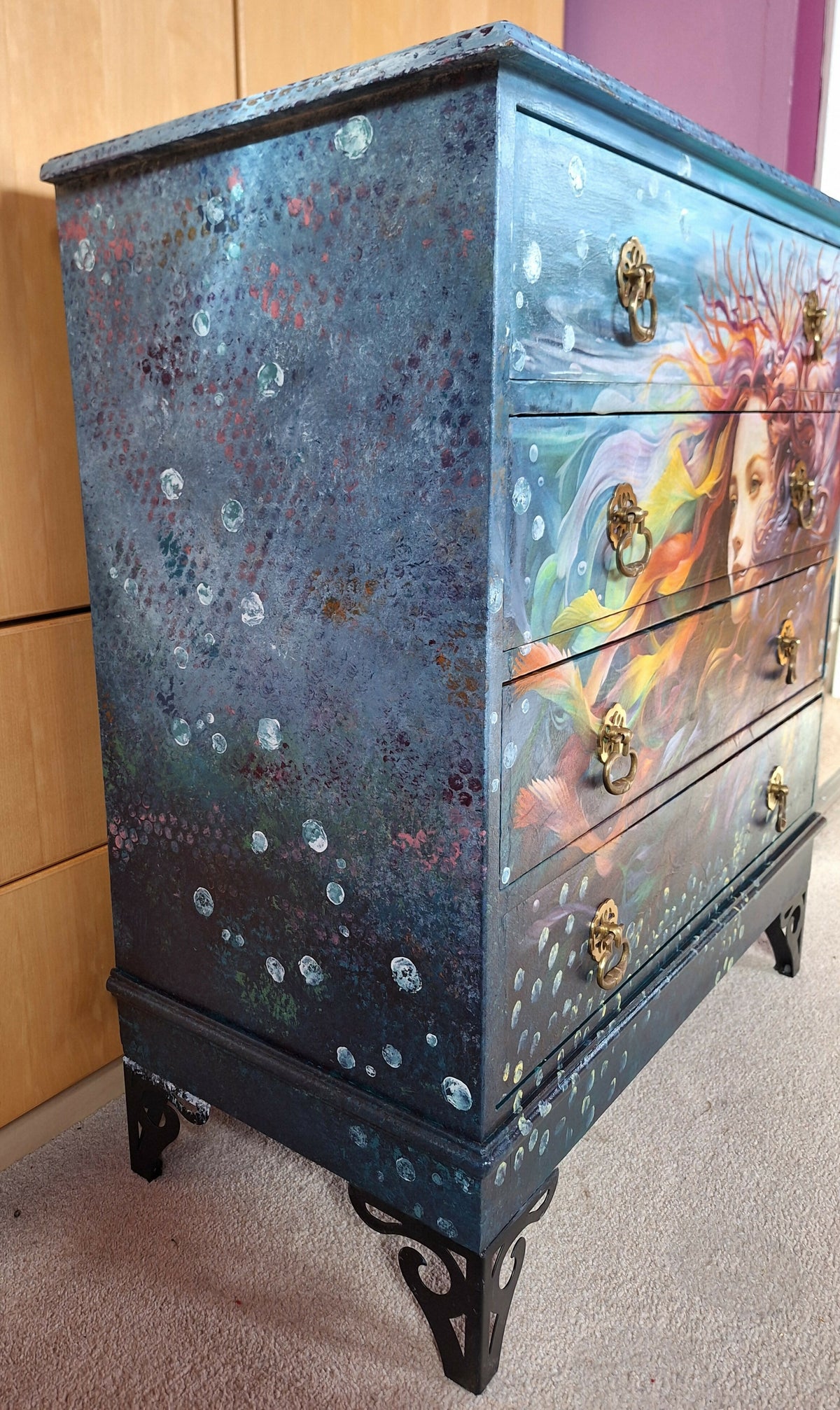 “Rainbow Mermaid” Vintage 4 Drawer Chest