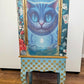 Hand painted and Decoupaged Alice in Wonderland Jewellery Armoire, whimsical vintage jewellery cabinet