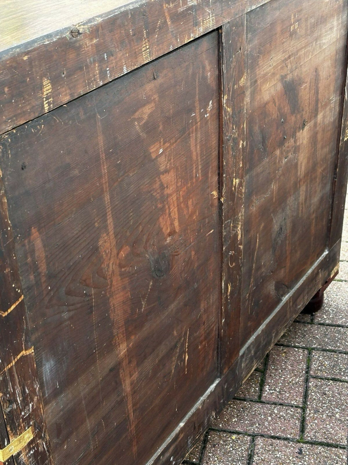 Mahogany Vintage Campaign Secretaire Chest Of Drawers.