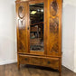 Edwardian Walnut Single Door Mirrored Wardrobe with Carved Panels