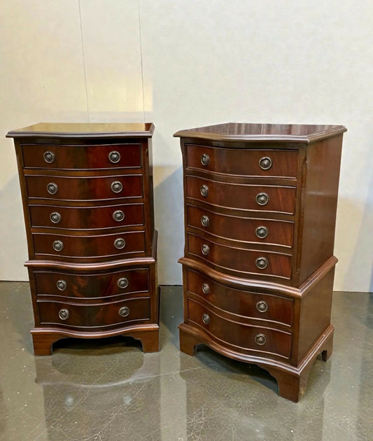 Pair of Antique style Serpentine chest of drawers / bedsides