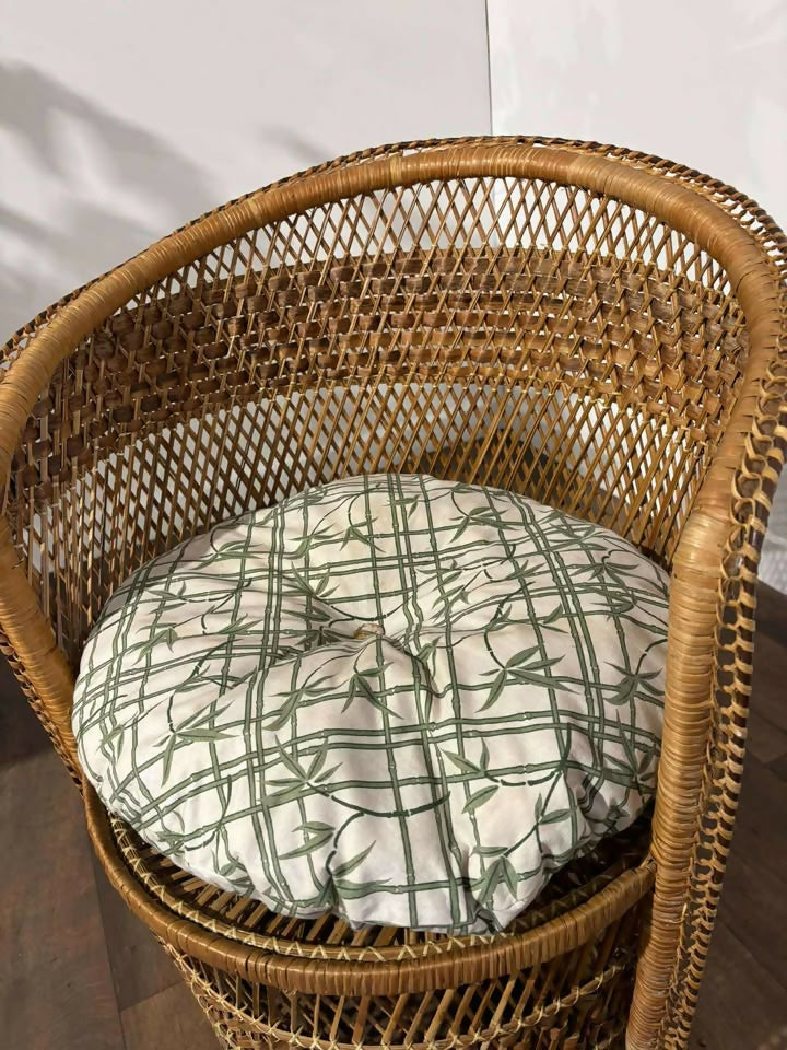 Vintage Wicker Bedroom Chair with Cushion
