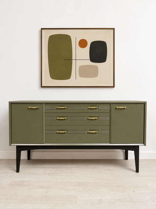 Mid Century 1960s Retro Sideboard Teak Vintage Olive