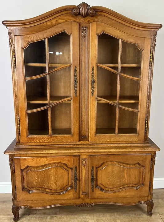 Bookcase Vintage French Louis XIV Style Oak Display Cabinet Sideboard LOT 4934