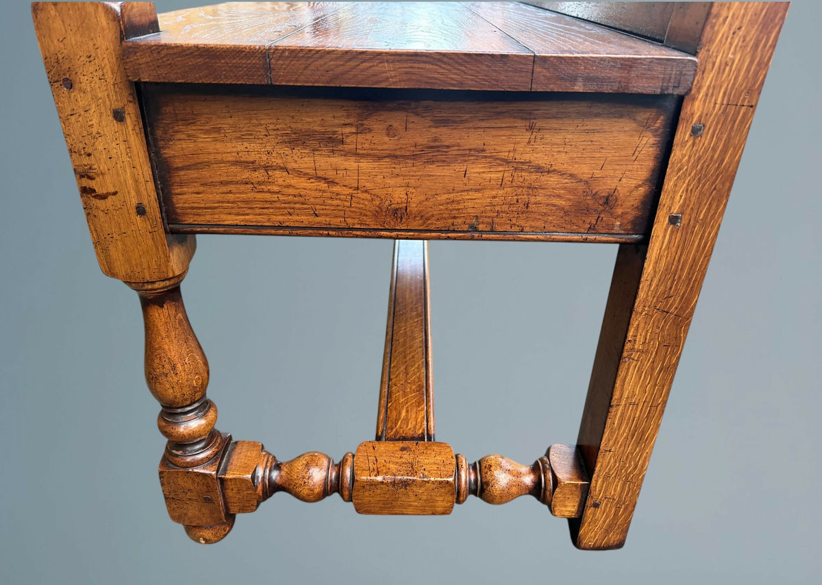 Oak Settle / Oak Hall Seat / Oak Hall Bench