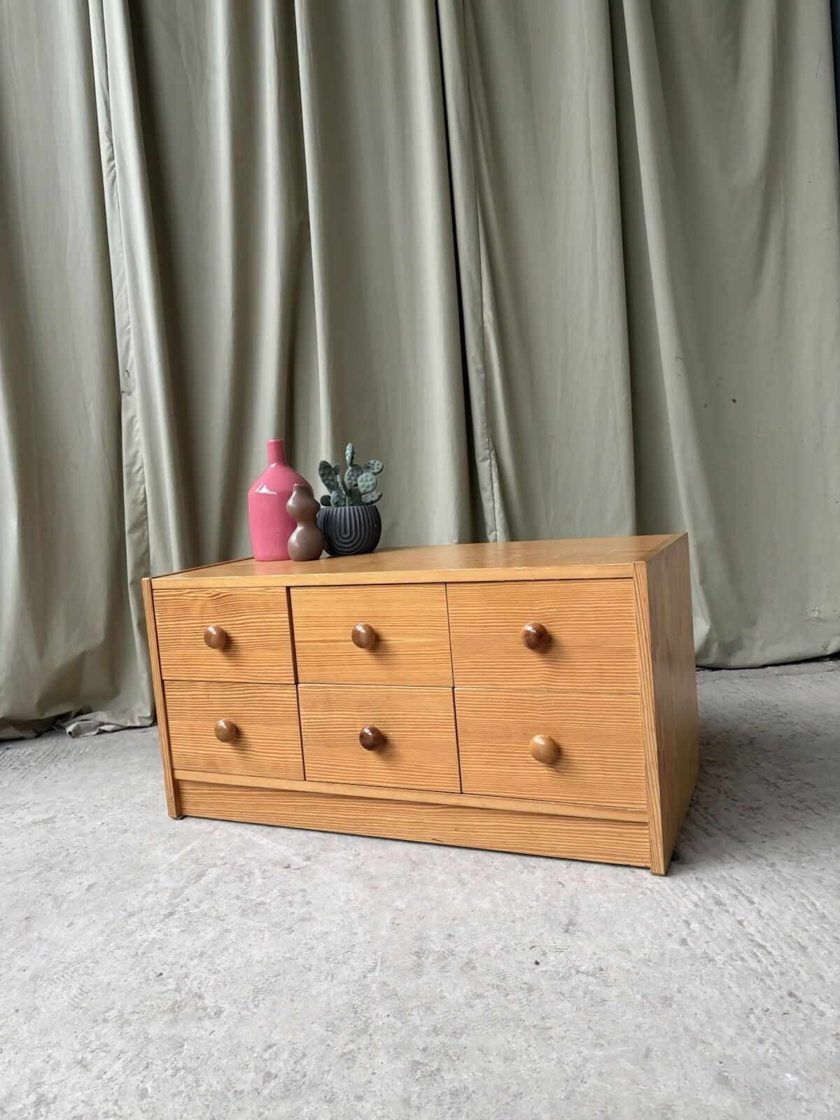Vintage Late Mid Century East German Low Chest Drawers Scandi Danish Sideboard R1190