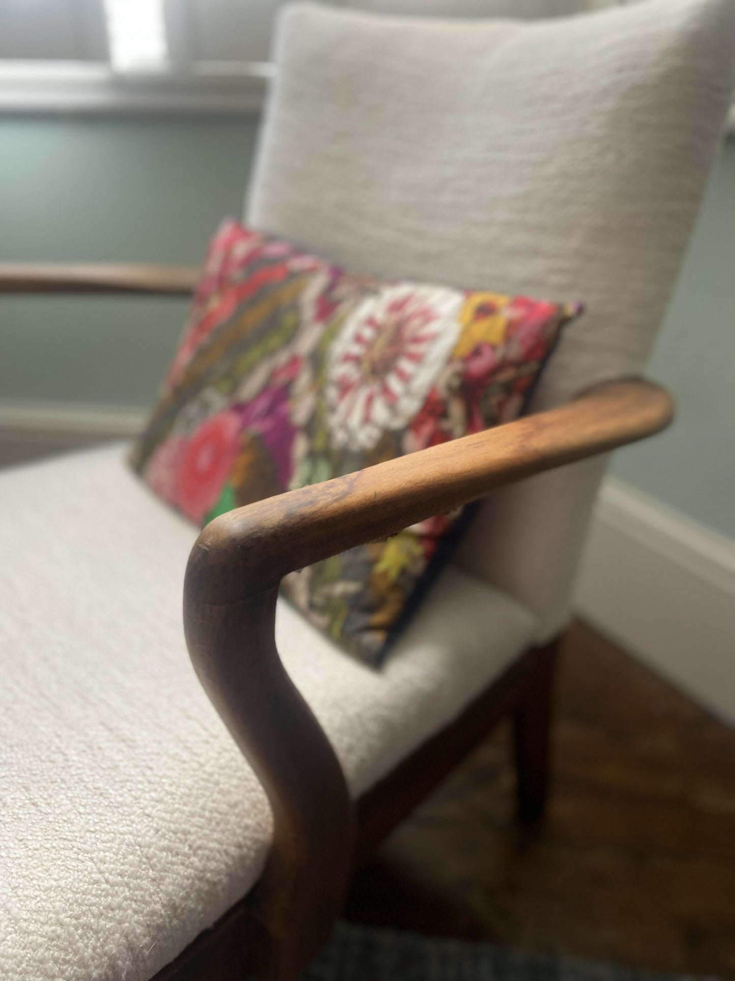 Mid Century Parker Knoll Chair in Boucle Fabric. Fully Refurbished and Reupholstered