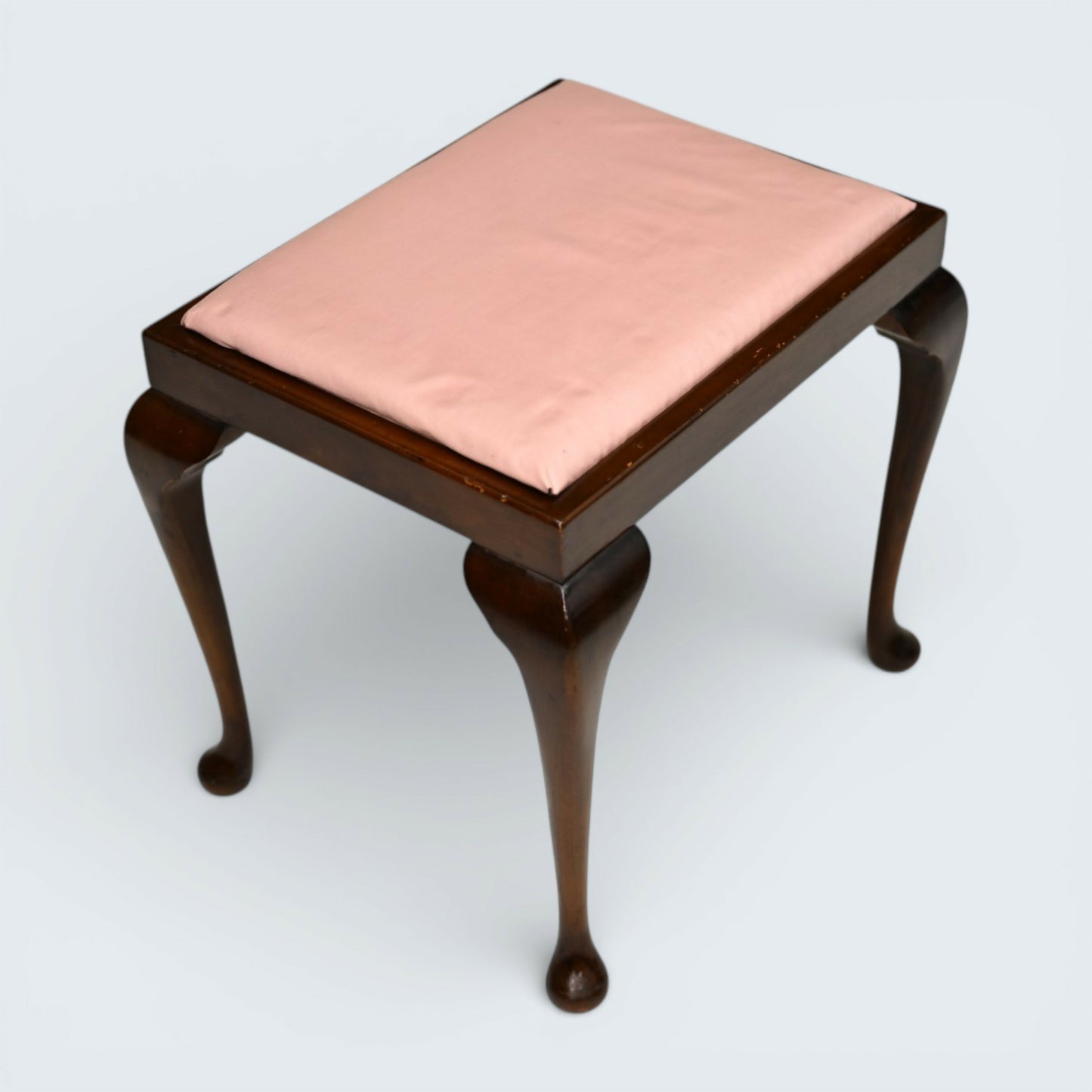 Vintage Dressing Table Stool Queen Anne Style Mahogany Pink FREE UK Delivery