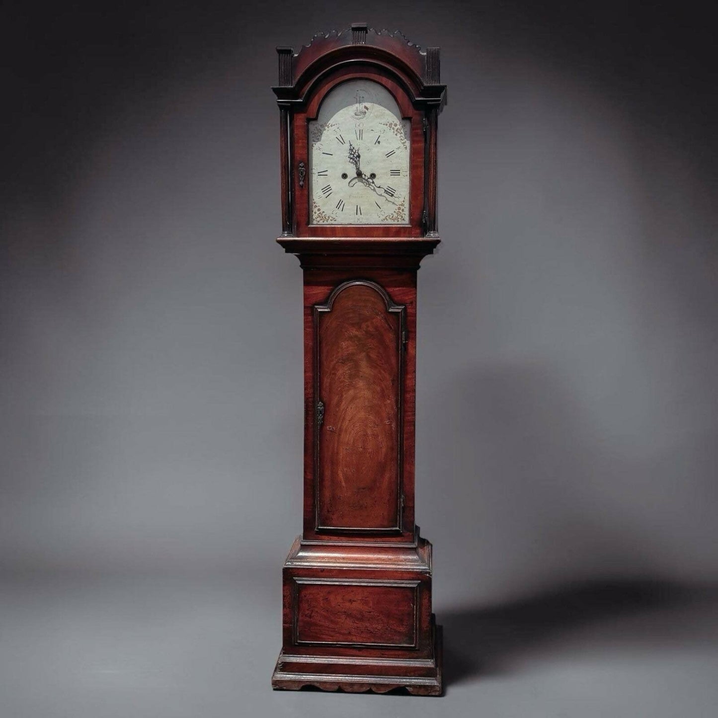 Vintage Georgian Mahogany Canterbury Longcase Clock, Painted Face With Maritime Theme