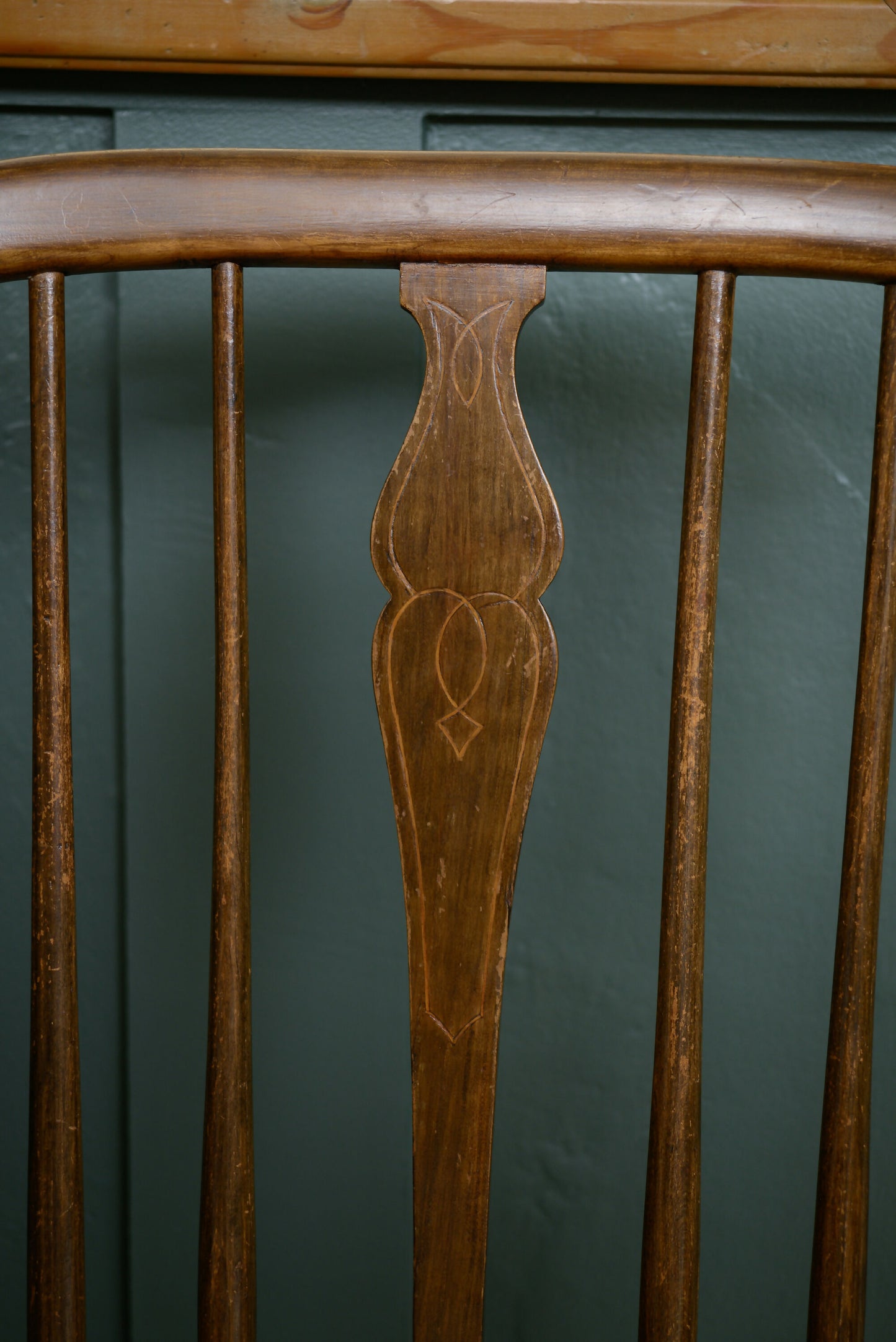 4 Edwardian Stick Splat Back Chairs with Dusky Pink Seats - SKU 208