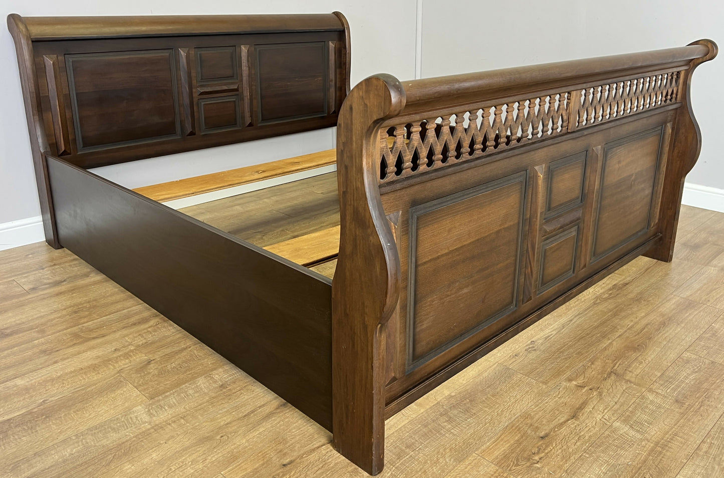 Bed Vintage French Super King Size Sleigh Bed Frame 180x200cm Headboard LOT 6409