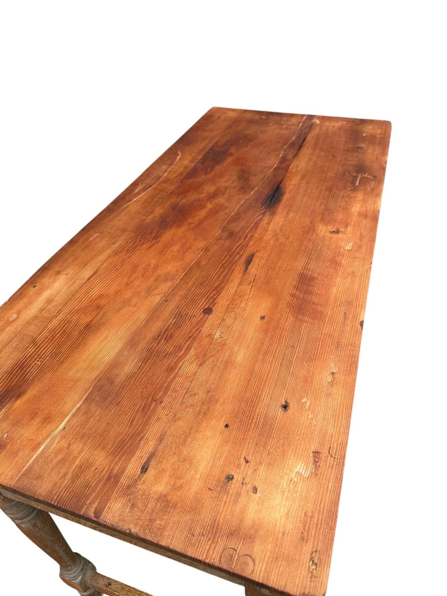 Antique 19th Century Rustic pitch pine side table desk