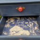 Luxe Navy Blue Hand Painted Stag Minstrel Classic Vintage Dressing Table Desk