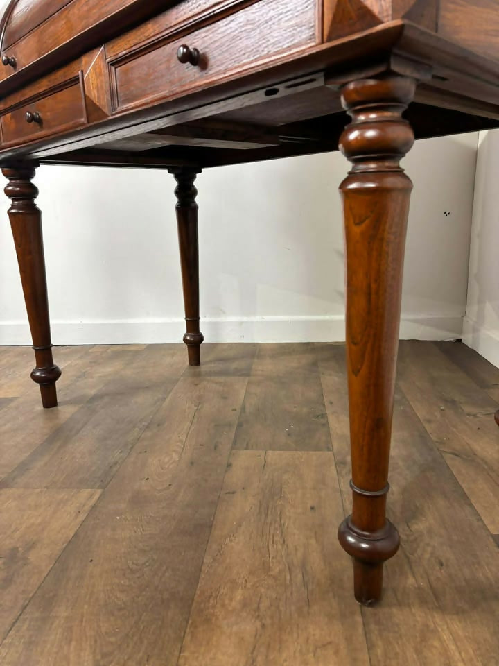 Reproduction Oak Cylinder Topped Desk / Bureau