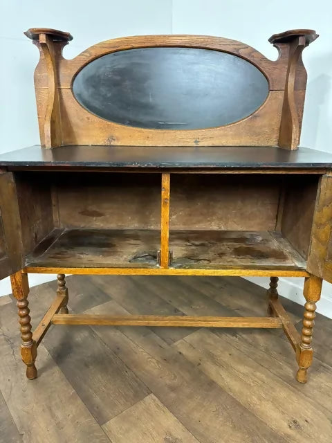 Edwardian Oak Marble Top Washstand