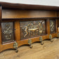 Coat Rack Vintage French Oak 6 Brass Hooks Wall Shelf Coat Hanger LOT 6552