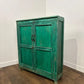 Reclaimed Indian Wood Rustic Green Distressed Cupboard