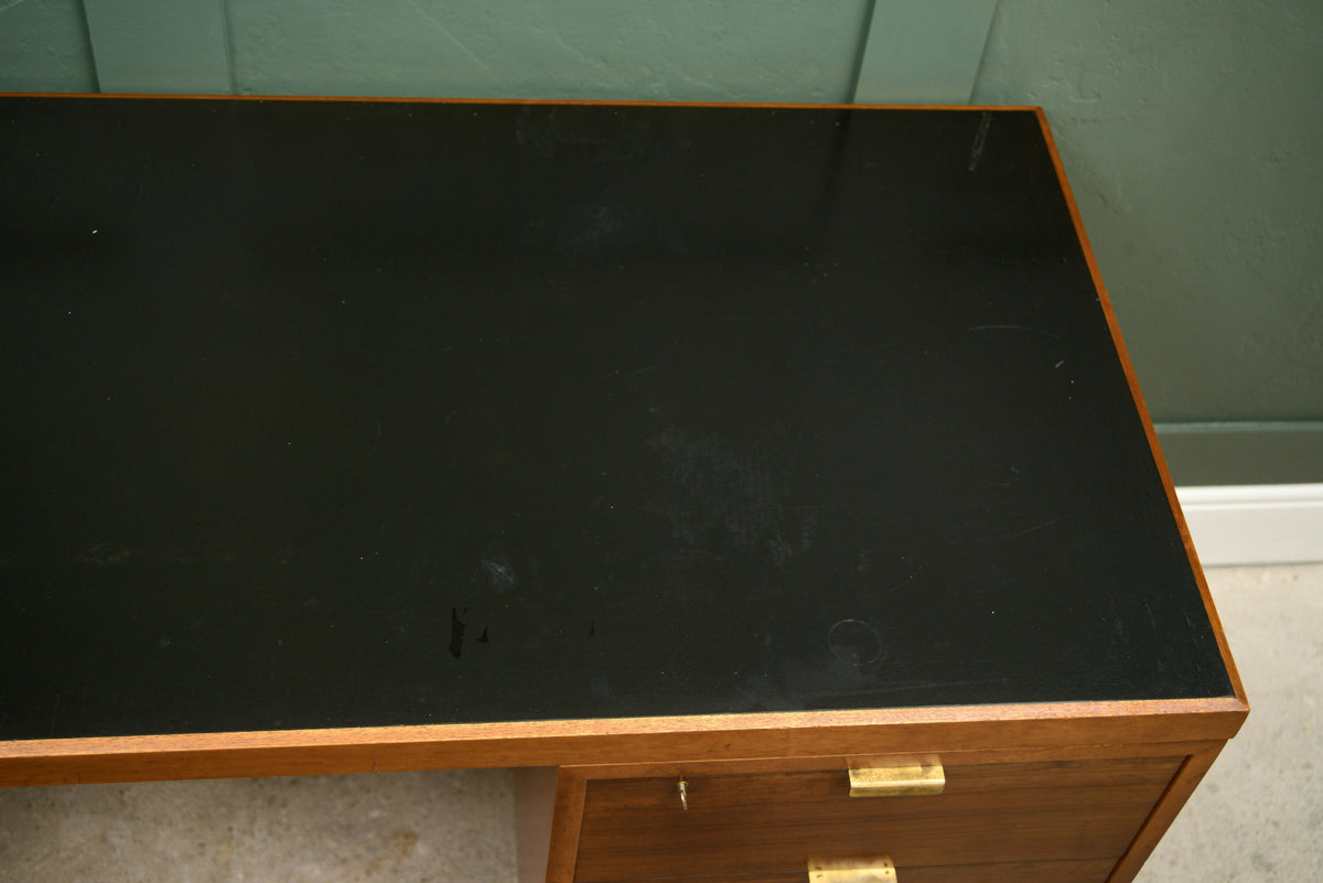 Mid Century Teak Office Desk with Black Top - Danish?