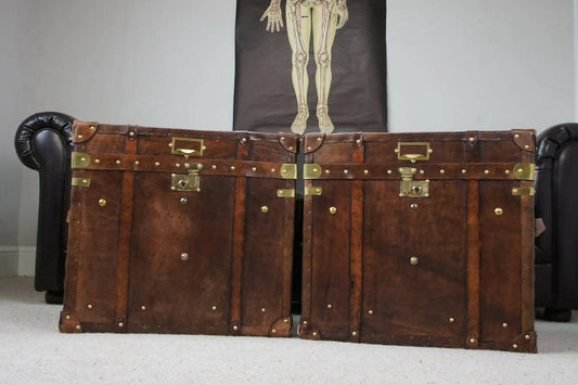 Luxury Leather Hand Dyed Travel Storage Trunks