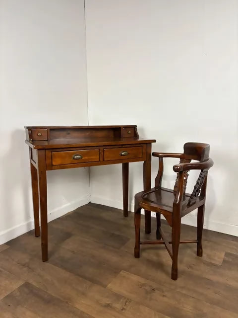 Reproduction Oriental Style Writing Table With Matching Corner Chair