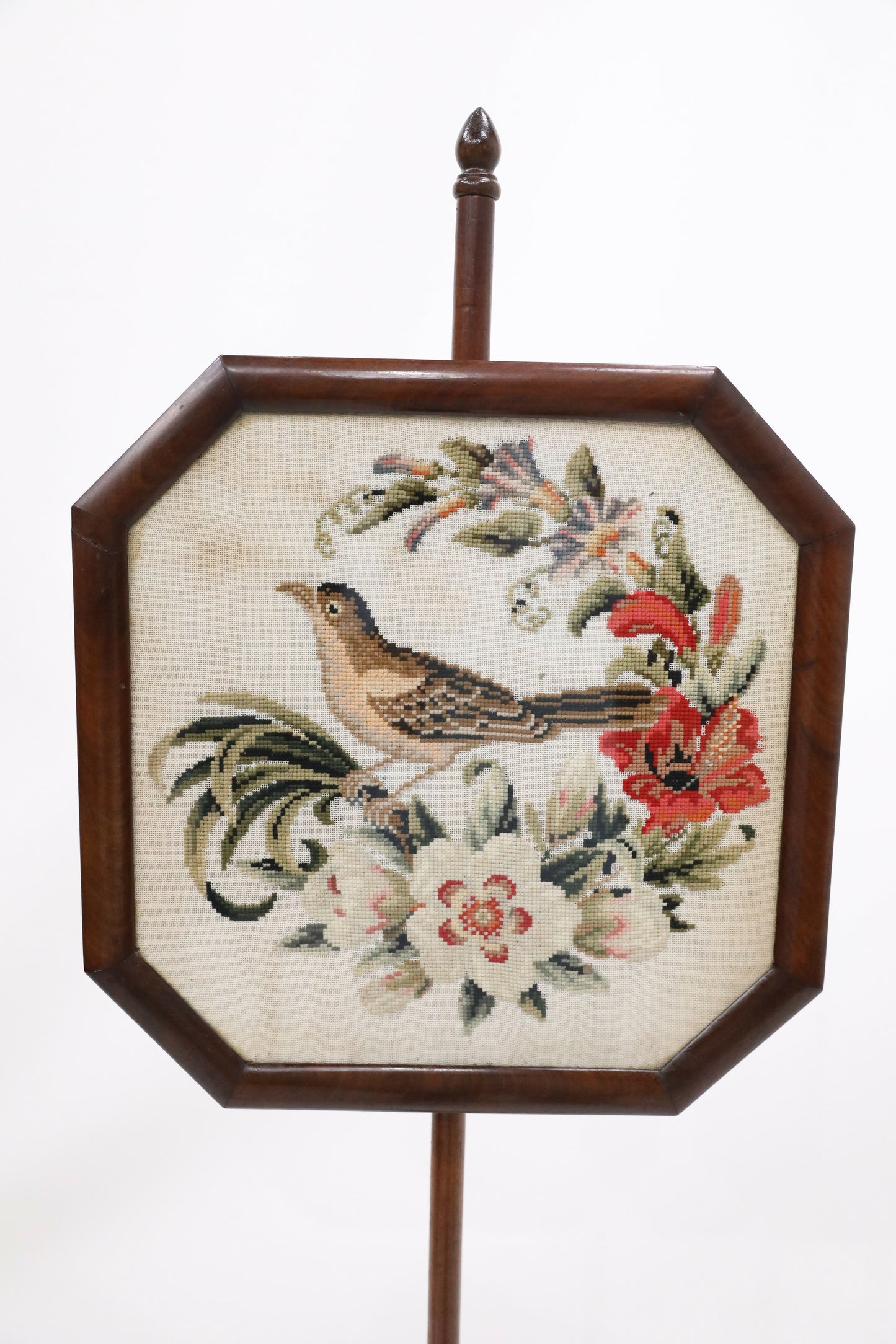 Antique Pole Fire Screen Bird Tapestry Hip Splayed Legs FREE UK Delivery. SBR9605/2709D