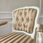 Louis XVl Newly Upholstered Accent Chair Silk Stripe Fabric, White Painted Frame