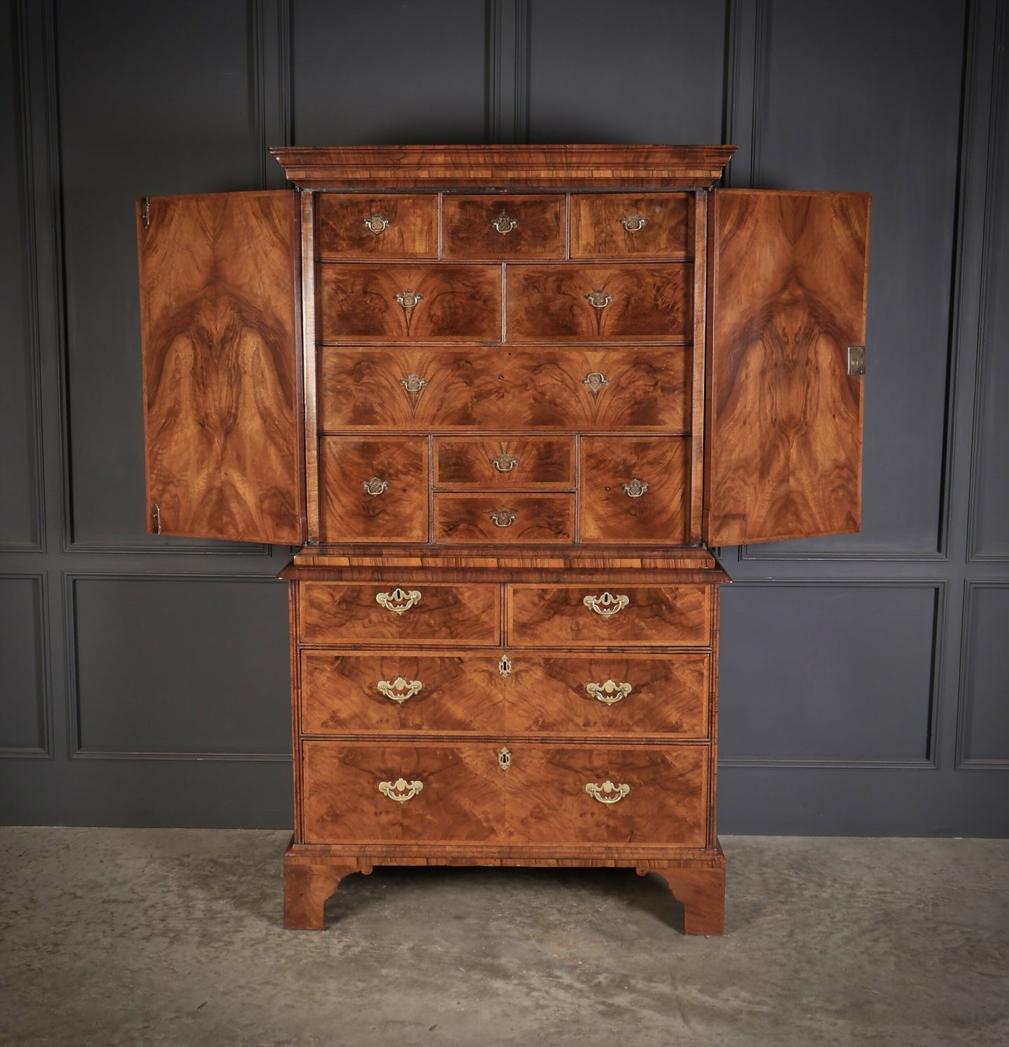 Queen Anne Walnut Tallboy Cabinet On Chest