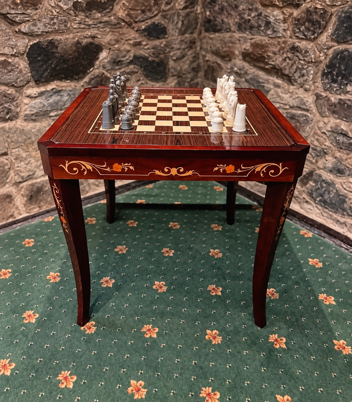 Italian Sorrento Marquetry Games Table – Chess, Roulette & Card Poker Casino Table