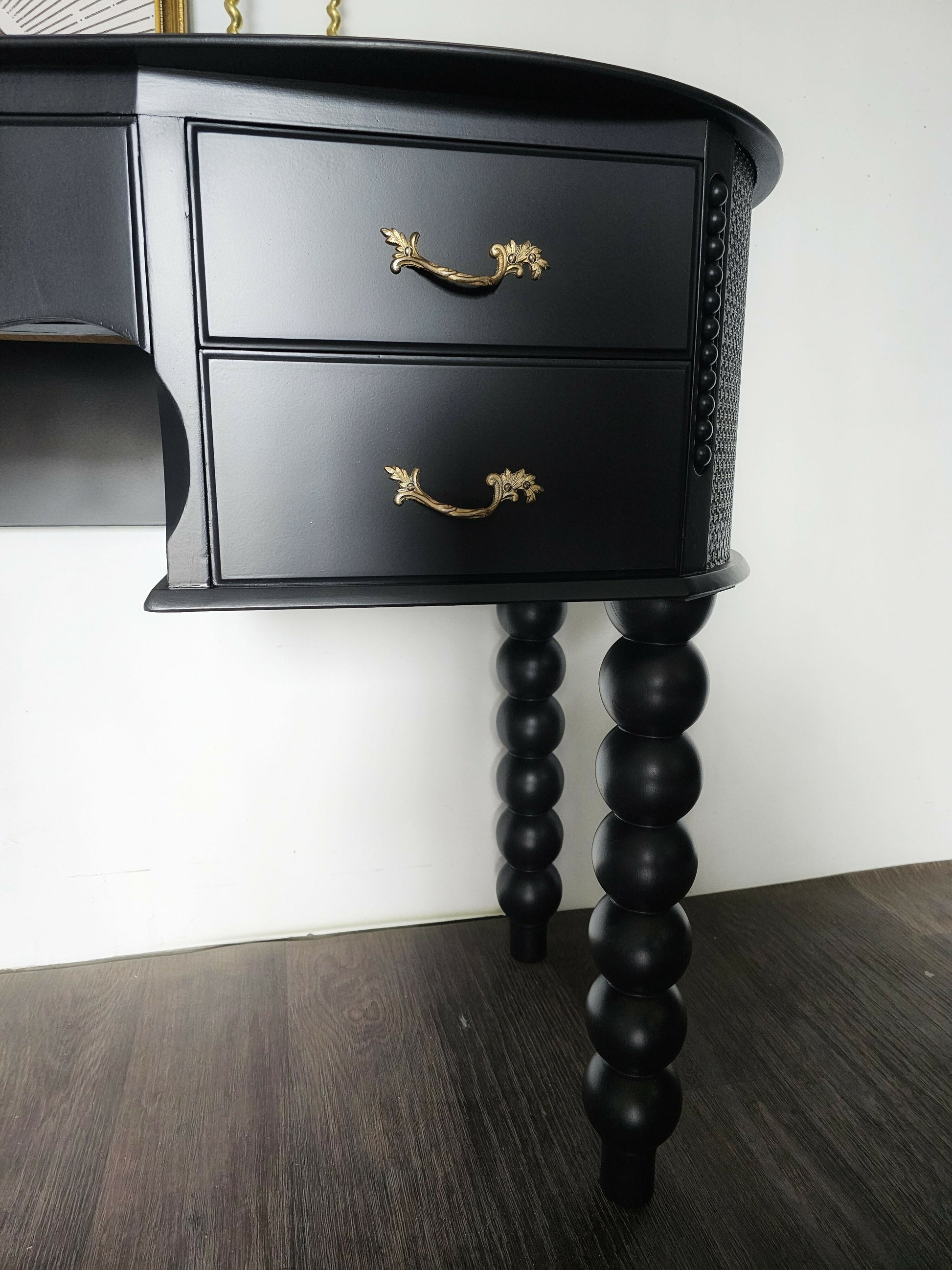 Black Vintage Dressing Table/ Desk with Bobbin Legs – Upcite Black Vintage Dressing Table/ Desk with Bobbin Legs – Upcite