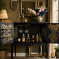 The Fleur Noire Cocktail Cabinet | Luxury Satin Black & Gold French Style Drinks Cabinet